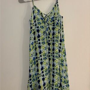Aerie Blue and Green Floral Above Knee Dress